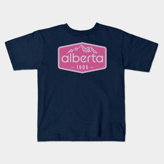 Alberta Badge (pink) Kids T-Shirt by Sean-Chinery